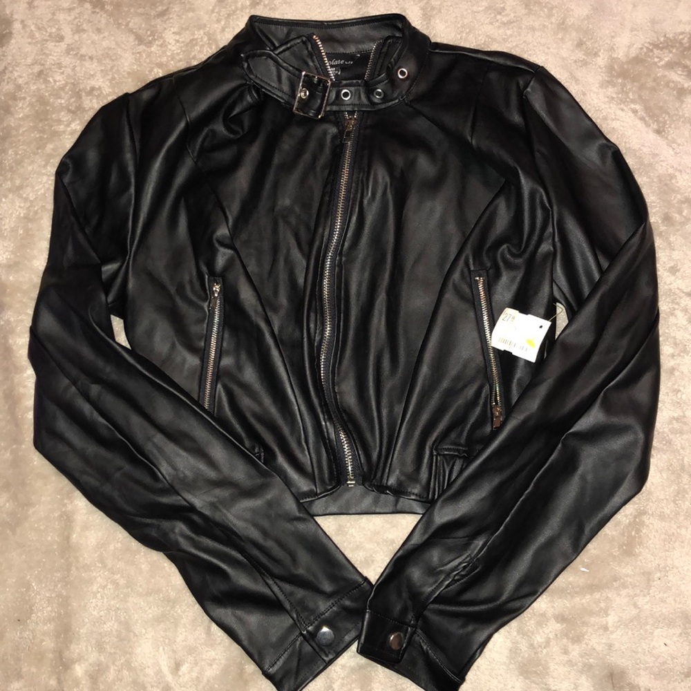 Black Biker Pleather Jacket
